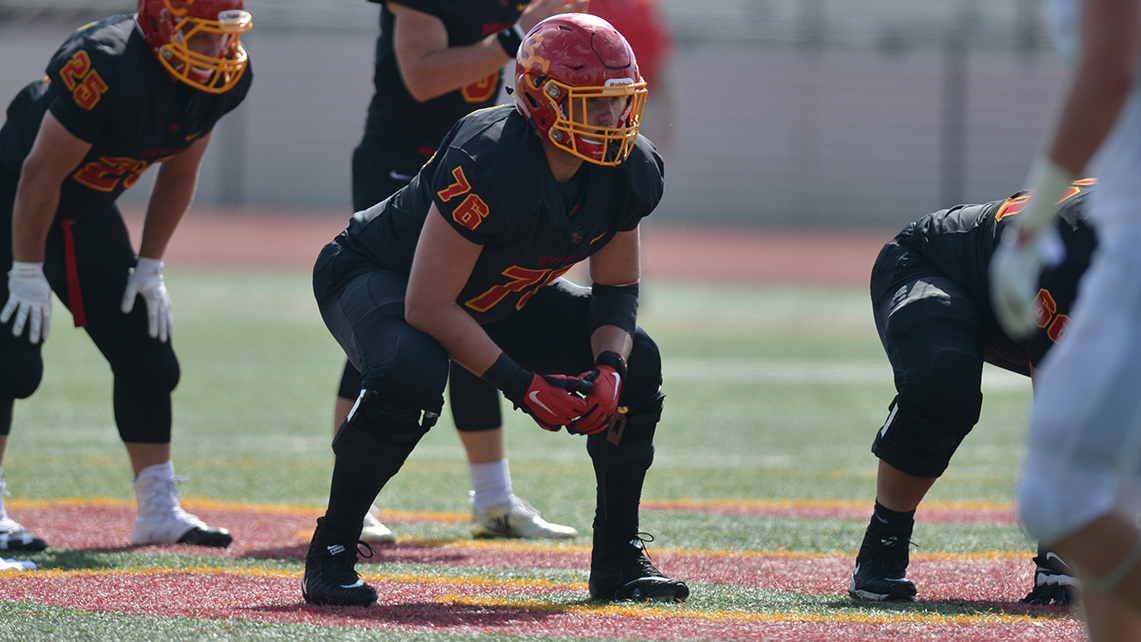 Senior Mason Spree (76) is the sixth CoSIDA Academic All-America selection in Simpson football history.
