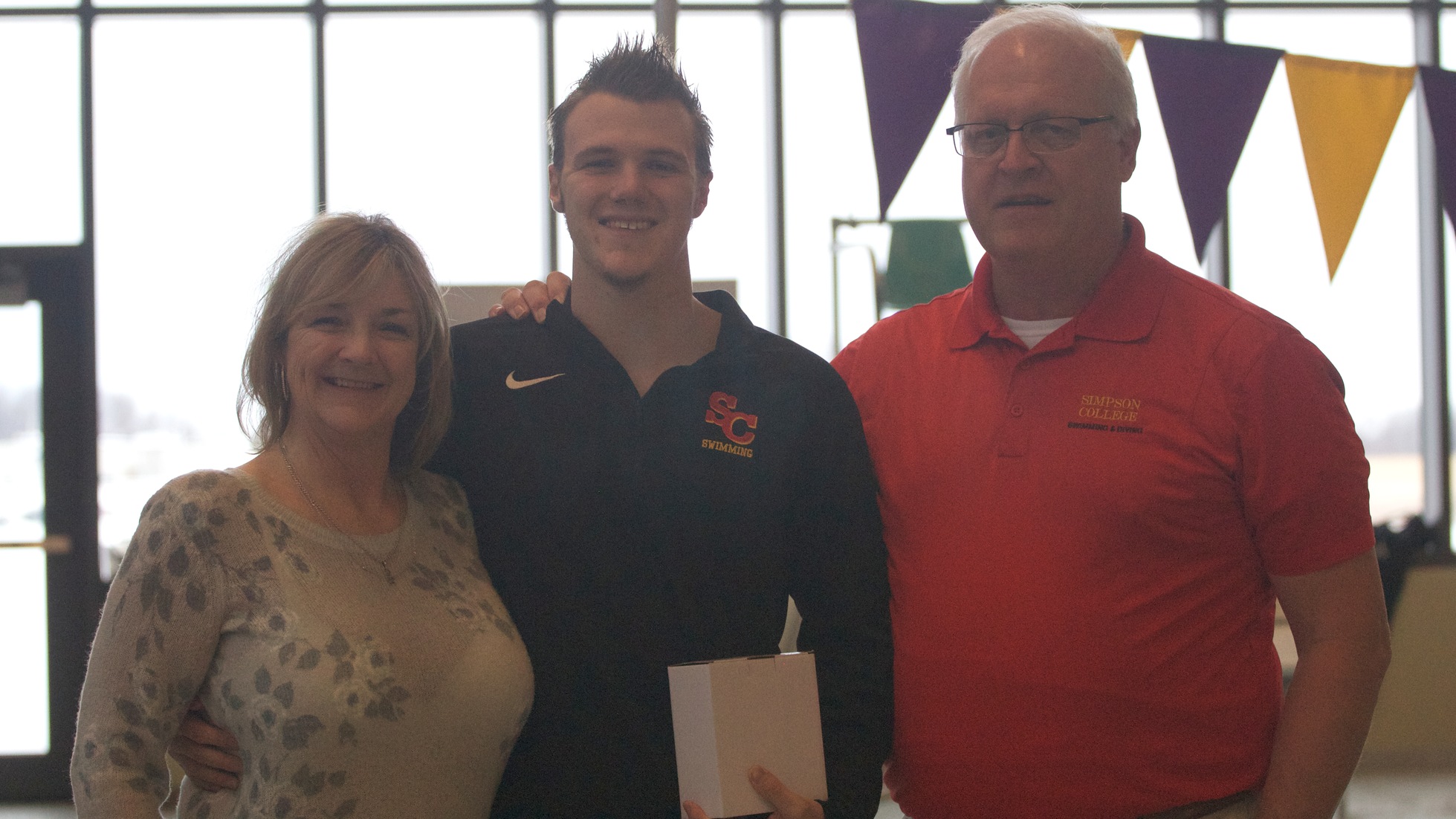L-R: Christina Eglich, Austin Andes and head coach Tom Caccia.