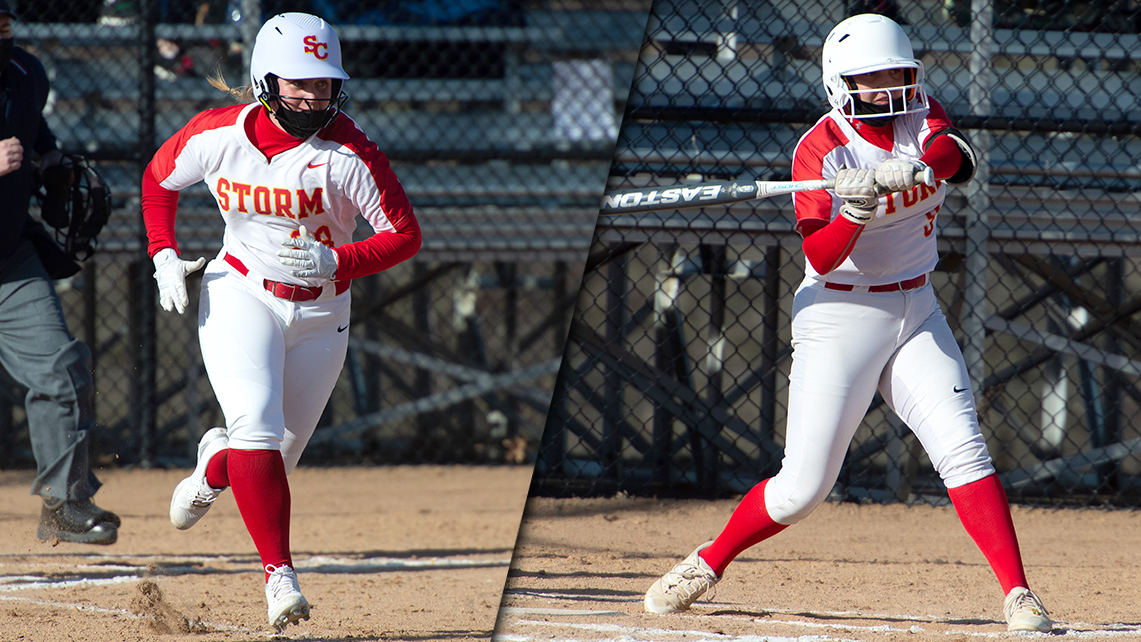 Senior Megan Crockett (left) and right Randie Richmond (right) were named to the All-American Rivers Conference Softball First Team.