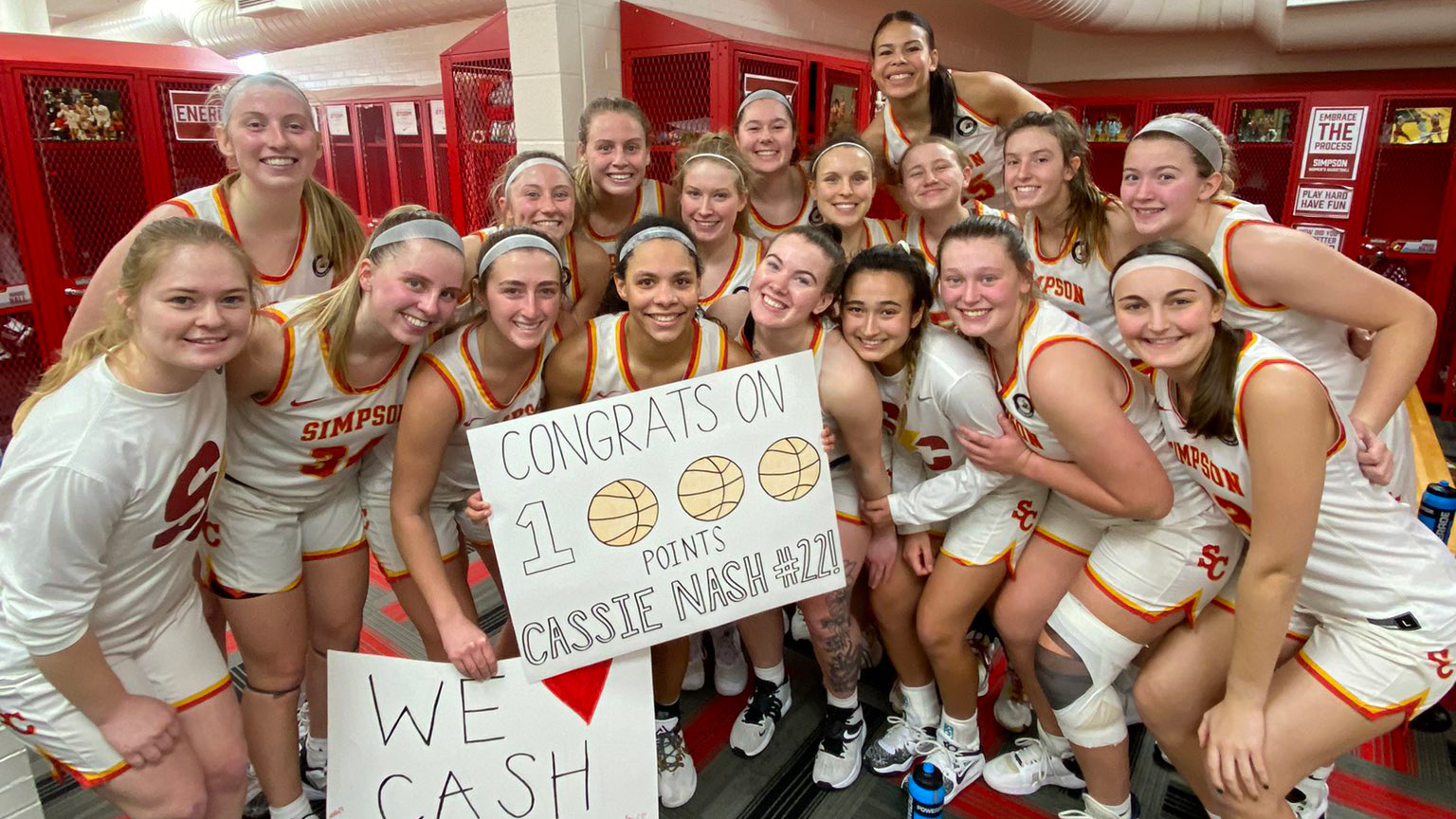 Senior Cassie Nash becomes the 19th member of Simpson's 1,000-point club