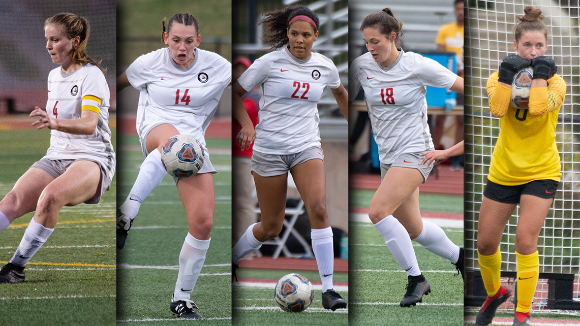 (L to R) Lizzie Arnburg, Abby Cozzoni, Cassie Nash, Megan Roberts, Brenny Frederick