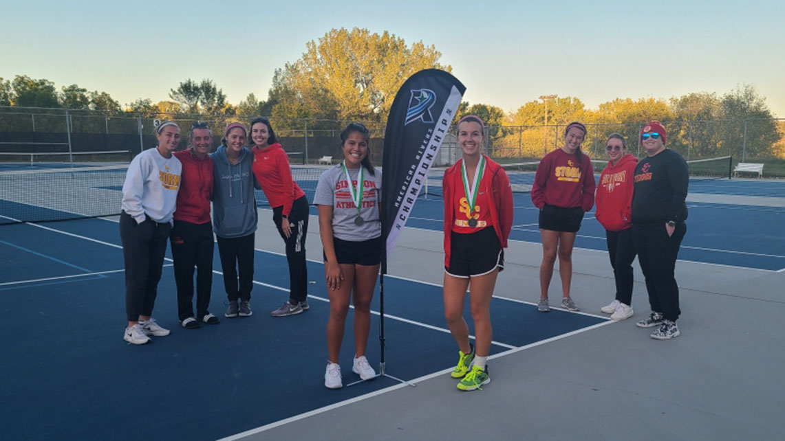 Freshman Bella Tranquilino and Senior Megan Grubb finish runner-up in doubles action at the A-R-C Championships